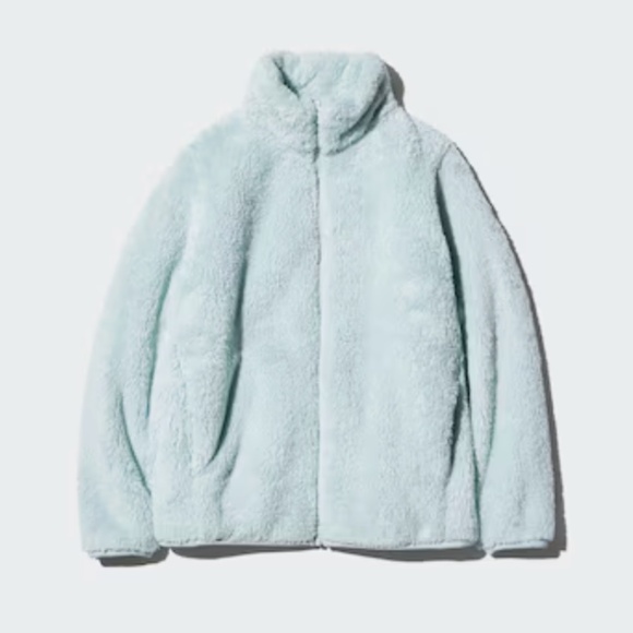 NWOT womens fluffy fleece full zip up baby blue color UNIQLO - Picture 1 of 2